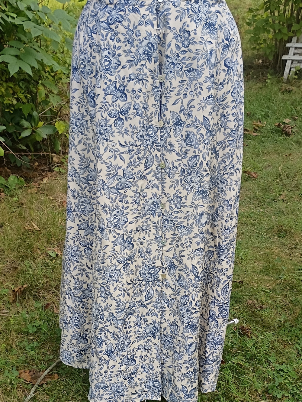 Long Flowy Front Button And Loop Skirt